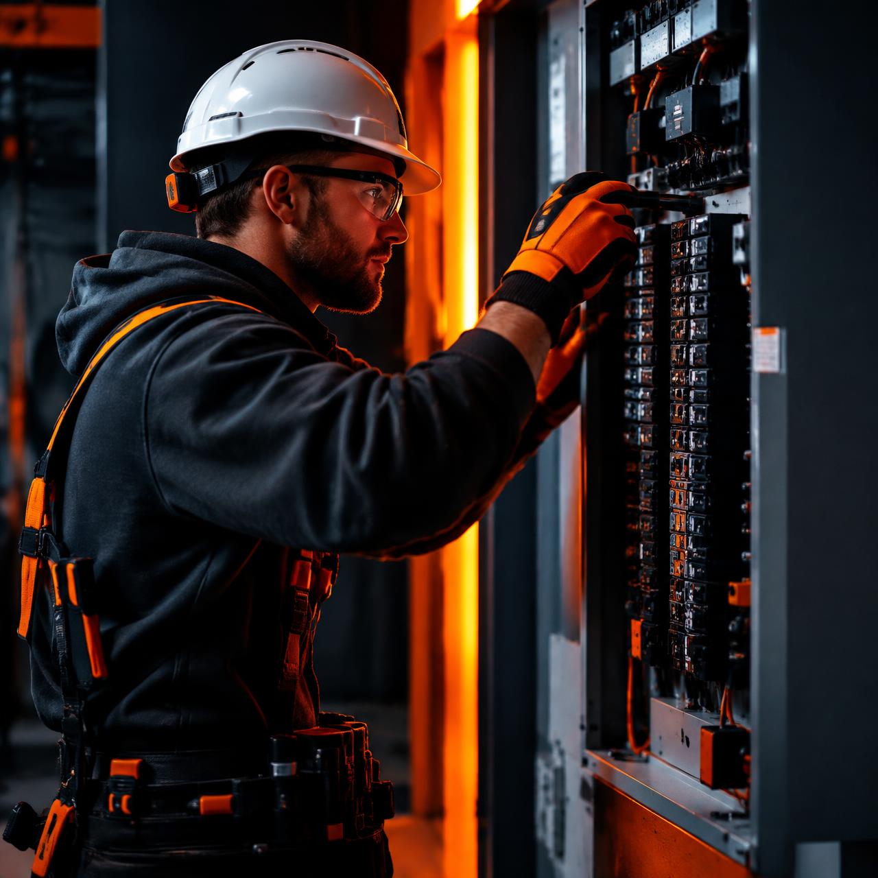 Electrical panel detail illustrating hands-on technical work